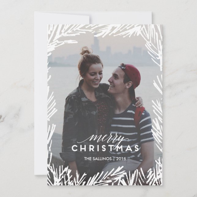 Kiefernrahmen Feiertagskarte (Vorderseite)