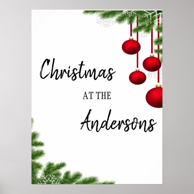 Kiefernrahmen Weihnachtsfeiertage Poster (Vorne)