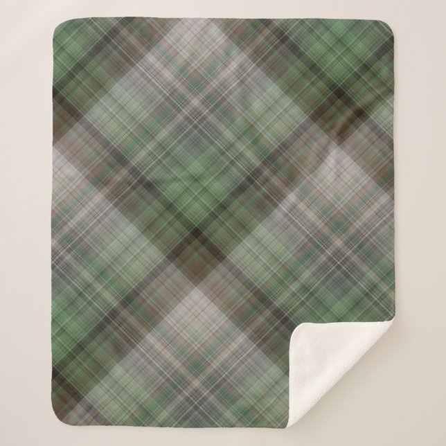 Kiefernwälder Grün und Braun Kariert Sherpadecke (Vorderseite)