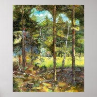 Kiefernwaldmalerei Aquarell