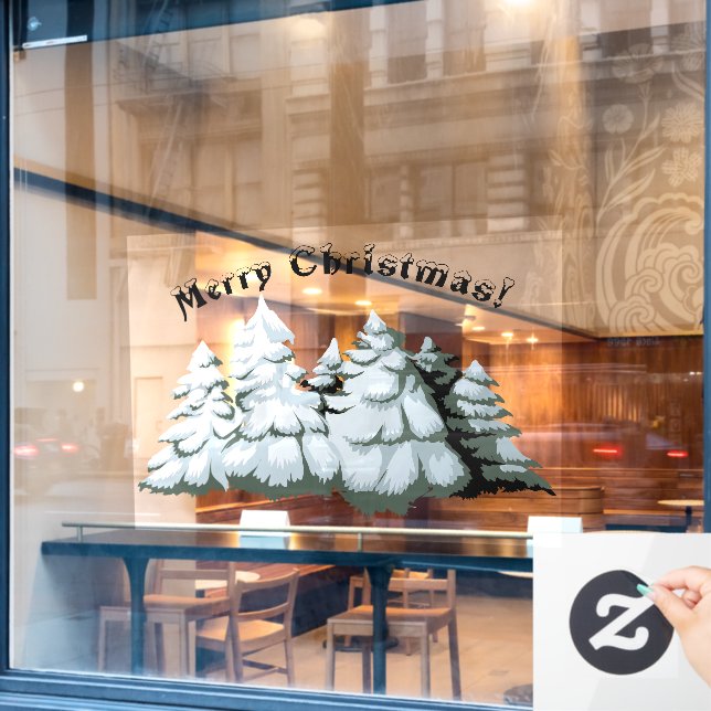 Kiefernweihnachtsbaumdekoration Glückliche Kunden Fensteraufkleber (Café-Fenster)