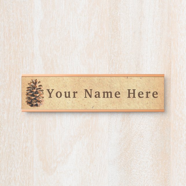 Kiefernzapfen auf altes Papier Türschild (Vorderseite )