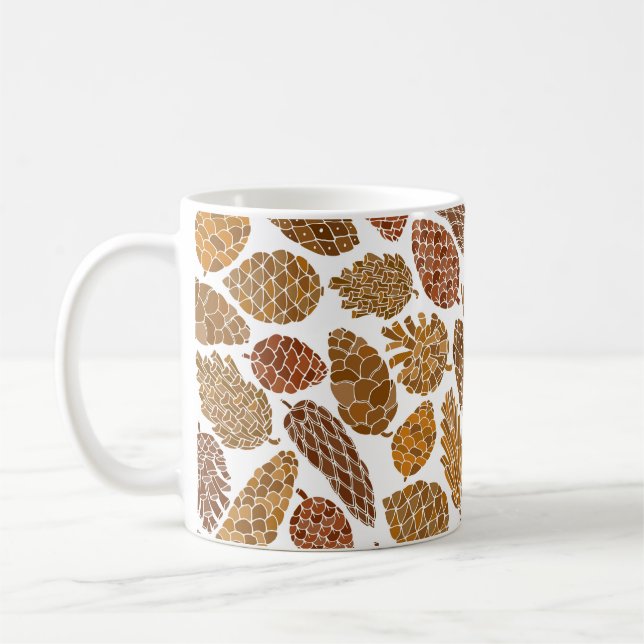 Kiefernzapfen nahtloses Muster Kaffeetasse (Links)