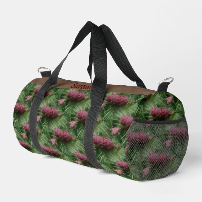 Kiefernzapfen und Kiefernnadeln Natur Personalisie Duffle Bag (Rechte Ecke)