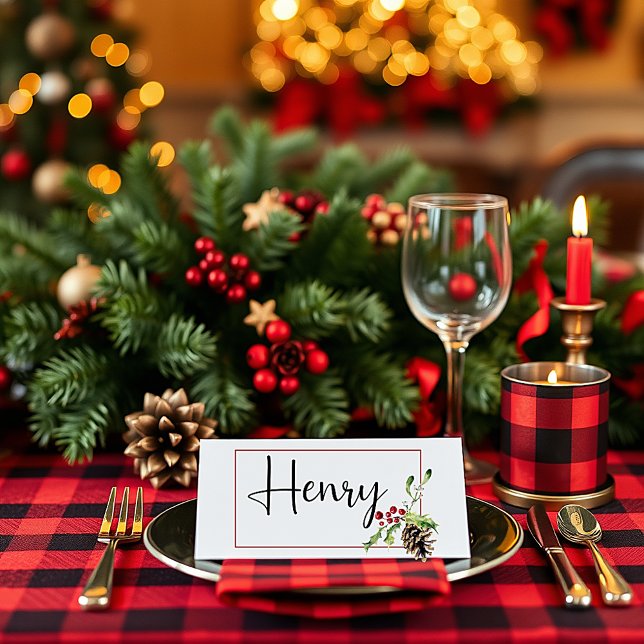 Kiefernzapfen und Weihnachten Platzkarte (Von Creator hochgeladen)