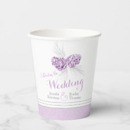 Kiefernzapfen zeichnend lila Winterhochzeit Pappbecher