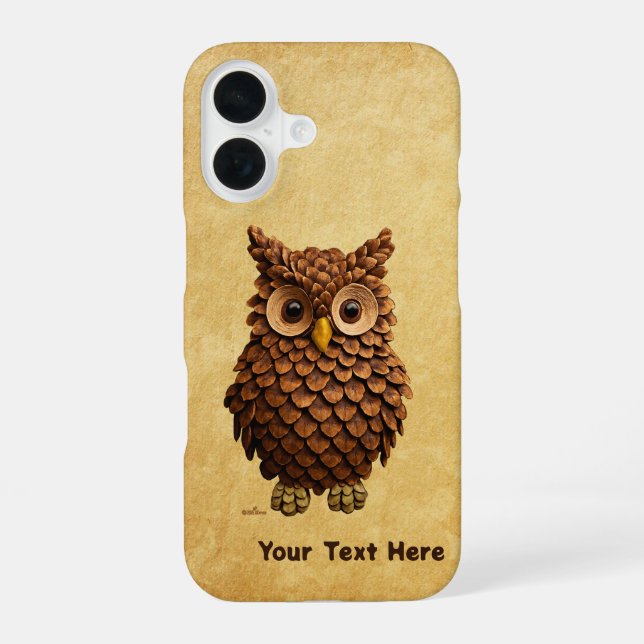 Kiefernzapfeneule iPhone 16 Hülle (Rückseite)