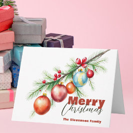 Kiefernzweig mit eleganten Weihnachtsbaumsteinen Karte