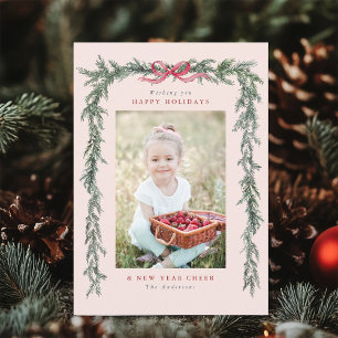 Kiefernzweig Rahmen Foto Rosa Weihnachten