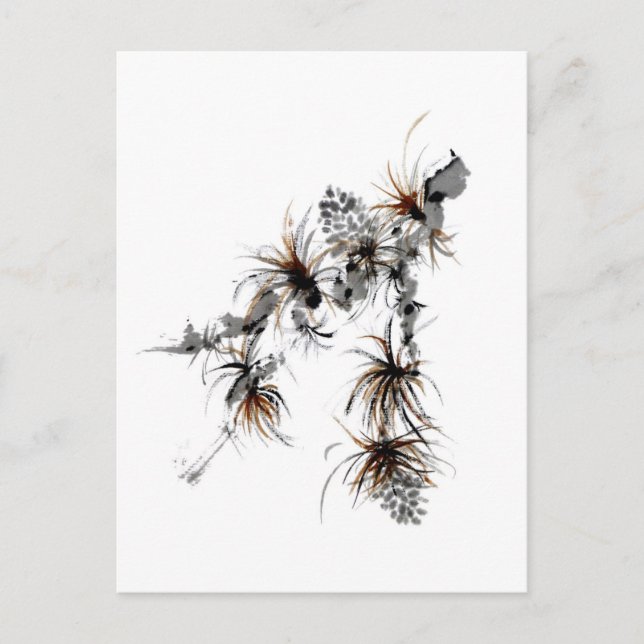 Kiefernzweig, Sumi-e Postkarte (Vorderseite)