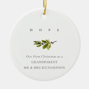 Kiefernzweig Unsere erste Weihnachts-Foto-Hoffnung Keramik Ornament