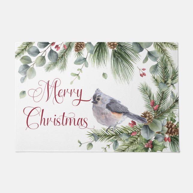 Kiefernzweige Pine Cones Titmouse Berries Doormat Fußmatte (Vorderseite)