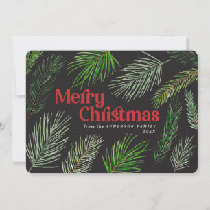 Kiefernzweigtypografie - Moderne WeihnachtsWeihnac Ankündigung