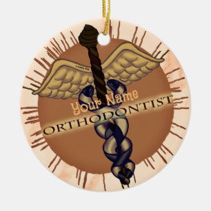 Kieferorthopäde Caduceus Keramik Ornament