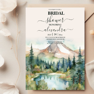 Kieferwald-Rustikal-Wasserfarben-Hochzeitsmotiv Einladung
