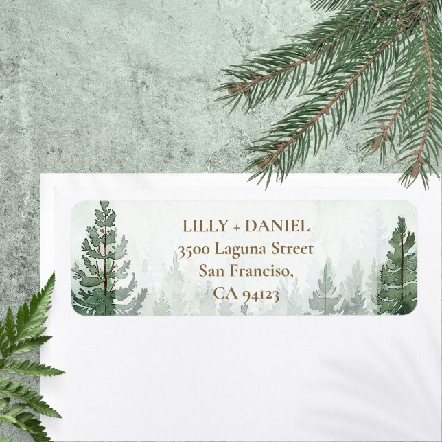 Kieferwald-Wald-Rücksendeadresse (Pine Tree Forest Woodland Return Address Label)