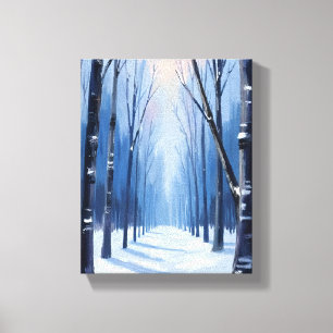 Kieferwald Winterwald Aquarellmalerei Leinwanddruck