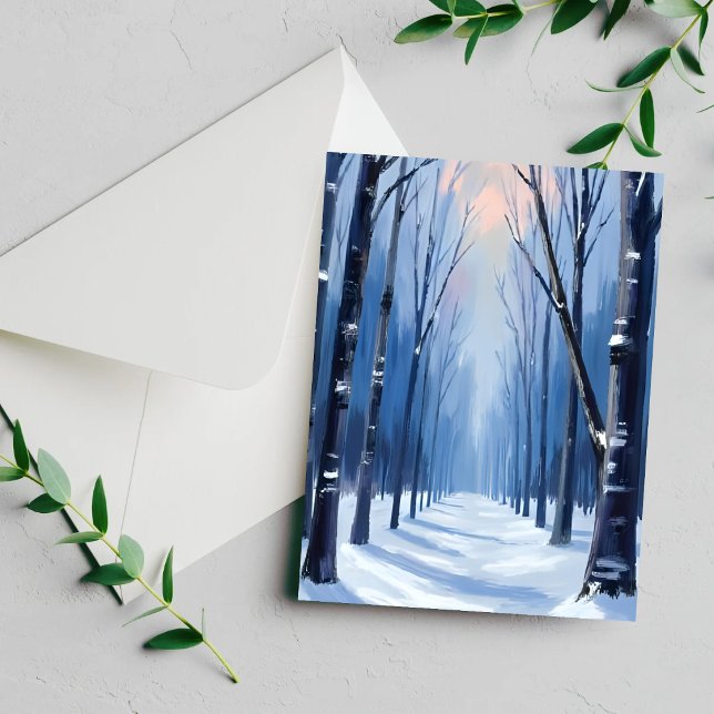 Kieferwald Winterwald Wasserfarben-Mal-Karte (Von Creator hochgeladen)
