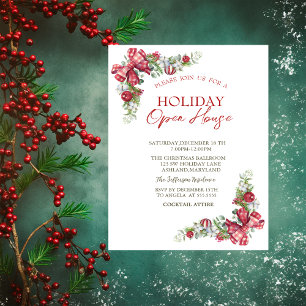 Kieferzweig, Kugel, Schleife Holiday Open House   Einladung