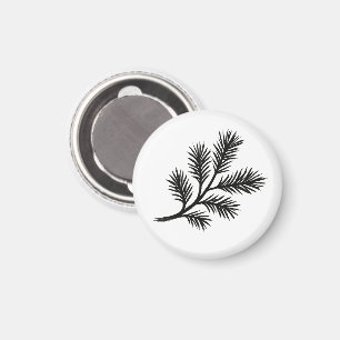 Kieferzweig – Winter-Tuschepinsel-Illustration auf Magnet