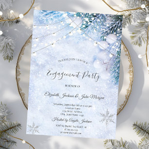 Kieferzweige, Schneegirlande Verlobung Einladung
