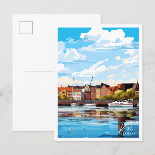 Kiel Deutschland vintage Reiseillustration Postkarte