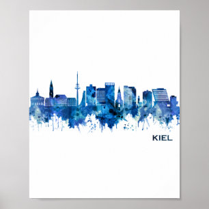 Kiel Germany Skyline Blue Poster