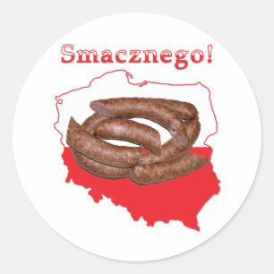 Kielbasa Smacznego Polnische Karte Runder Aufkleber
