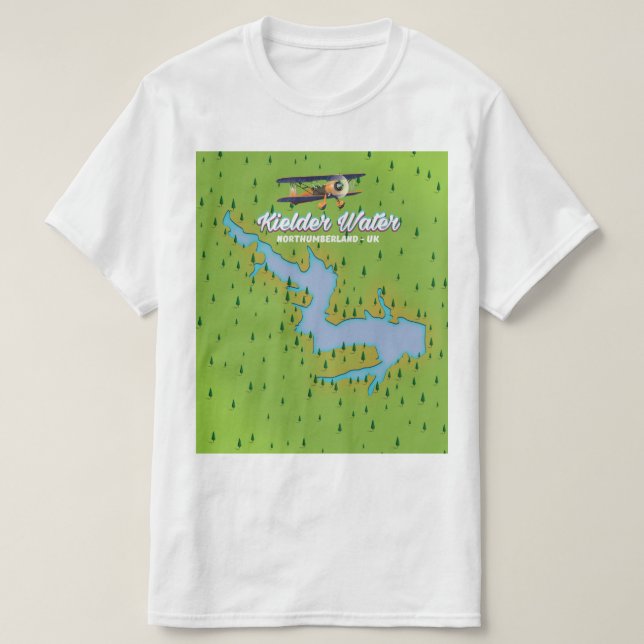 Kielder Water Northumberland UK Karte T-Shirt (Design vorne)