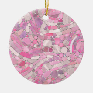 Kies Mosaik Kunst - Rosen Rosa Keramik Ornament
