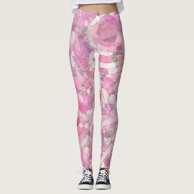 Kies Mosaik Kunst - Rosen Rosa Leggings (Vorderseite)