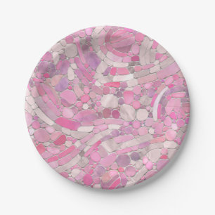 Kies Mosaik Kunst - Rosen Rosa Pappteller
