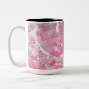 Kies Mosaik Kunst - Rosen Rosa Zweifarbige Tasse