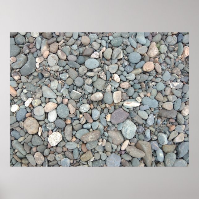 Kiesel am Ufer des Flusses Poster (Vorne)