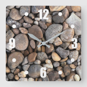 Kiesel und Stein-Muster Quadratische Wanduhr