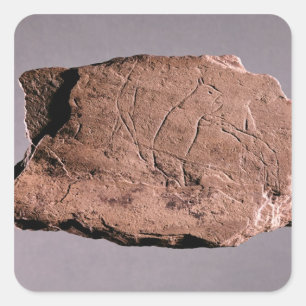 Kieselstein, der einen Mann darstellt, der von ein Quadratischer Aufkleber