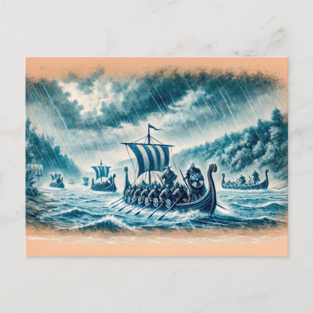 Kievan Rus auf dem Dnieper in Pastel Chalk Zeichne Postkarte (Vorderseite)