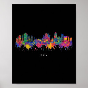 Kiew Ukraine Aquarell-Souvenir Sky Line  Poster