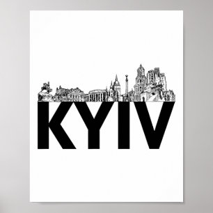 Kiew Ukraine Europa Stadt Skyline Silhouette Umris Poster