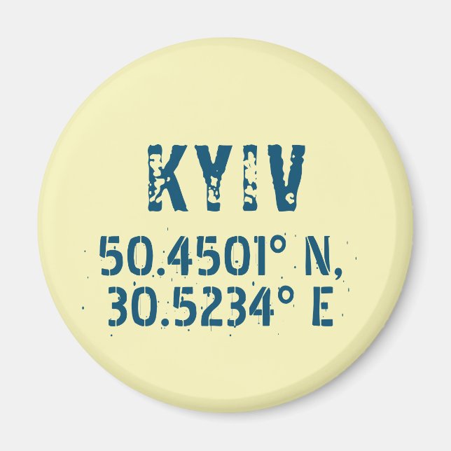 Kiew Ukraine Latitude & Longitude beunruhigt Magnet (Vorne)