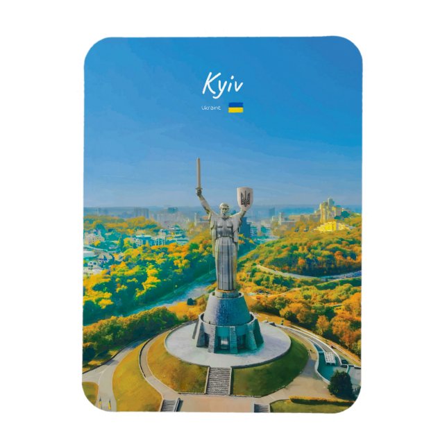 Kiew, Ukraine - Mutter-Ukraine-Denkmal abgerundet Magnet (Vertikal)