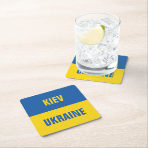 Kiew Ukraine Nationalflagge Papier trinken Küste Rechteckiger Pappuntersetzer