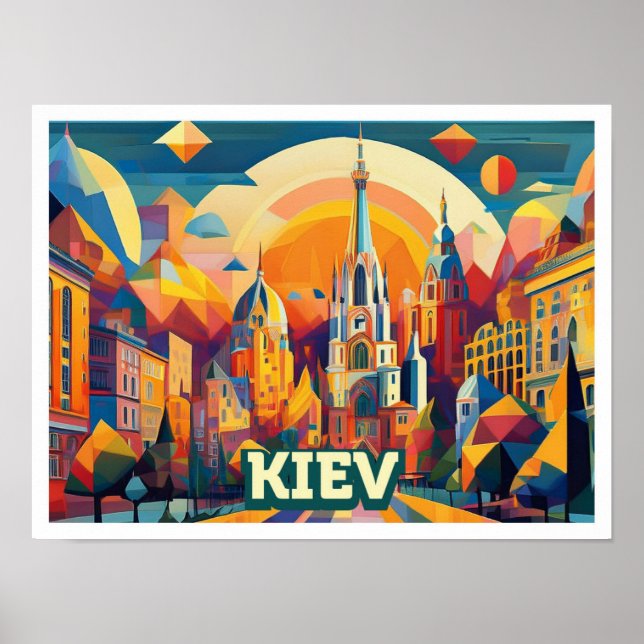 Kiew Ukraine Reisen künstlerisch bunt Poster (Vorne)