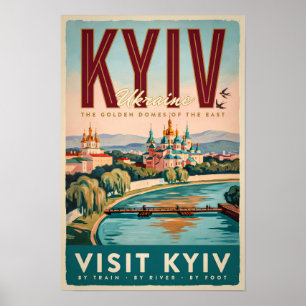 Kiew Ukraine Skyline Illustration Reise Kunst Retr Poster