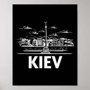 Kiew Ukraine Stadt Skyline Silhouette Umriss Skizz Poster
