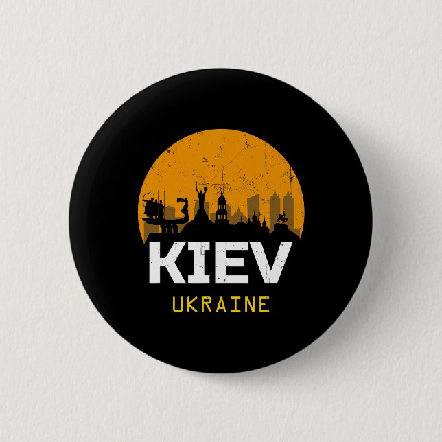 Kiew Ukraine - Uni - Schwarz - Klein - Kurzarm  Button (Vorderseite)
