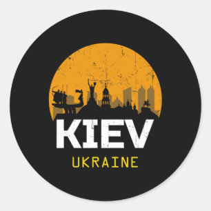 Kiew Ukraine - Uni - Schwarz - Klein - Kurzarm Runder Aufkleber