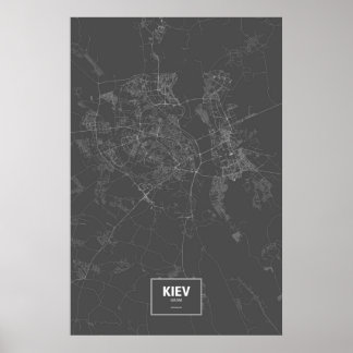 Kiew, Ukraine (weiß auf schwarz) Poster