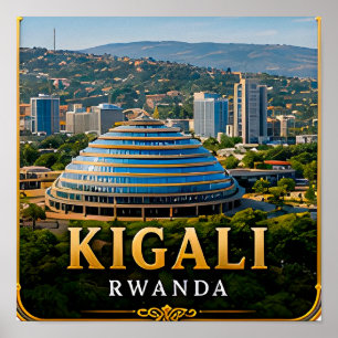 Kigali Grüne Hügel und moderne ruandische Skyline Poster
