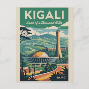 Kigali Ruanda Retro-Reiseplakat-Kunst Feiertagspostkarte